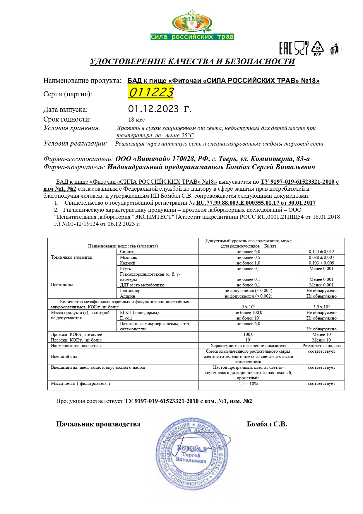 Паспорт №122023